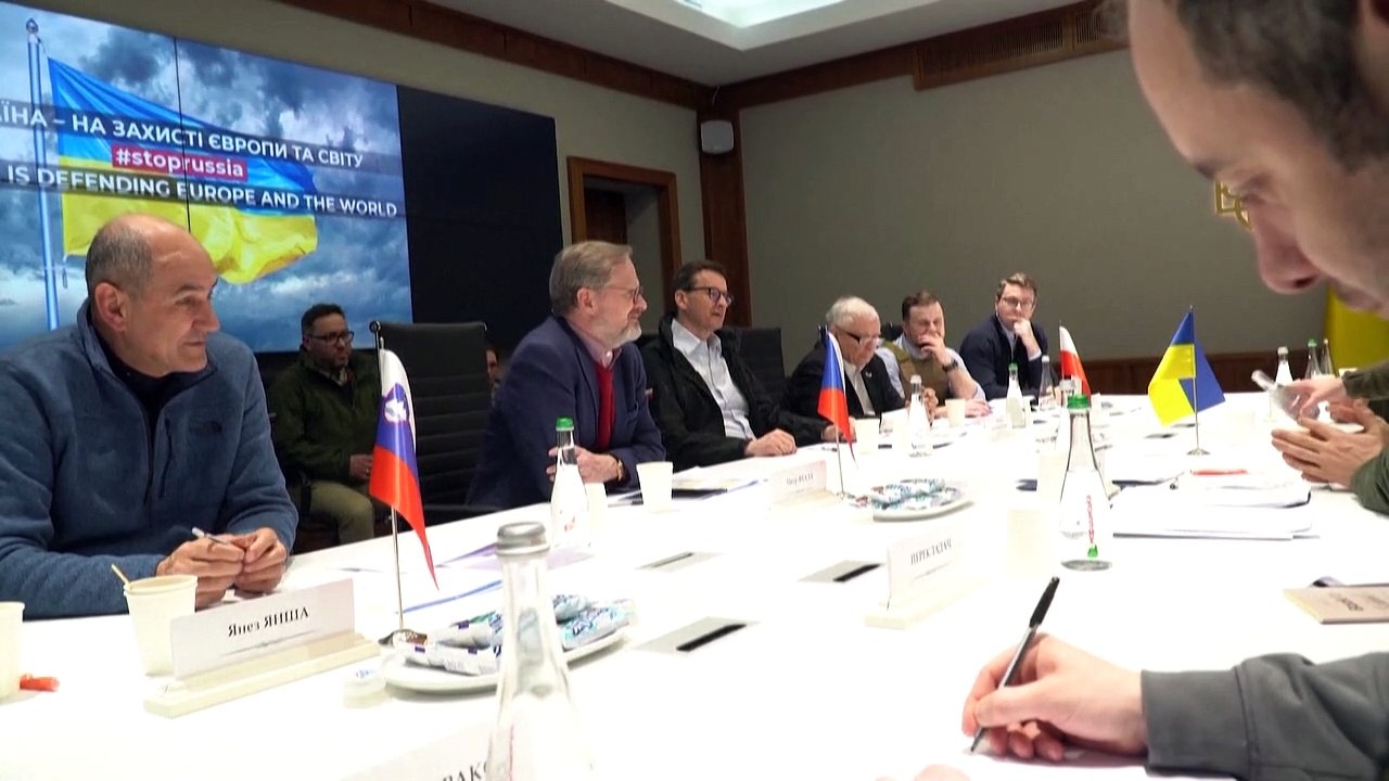 Überraschungsbesuch in Kiew: Ministerpräsidenten Polens, Sloweniens und Tschechiens bei Selenskyj