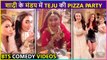 Tejasswi Enjoys Pizza In Her Bridal Outfit On The Sets Of Naagin 6 | Comedy BTS Moments