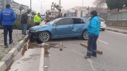 Takla atan otomobildeki 2 kişi yaralandı
