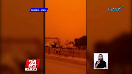 Kalangitan sa ilang lugar sa Spain, nagkulay-kahel dahil sa makapal na alikabok mula sa Sahara dessert na dulot naman ng storm "Celia" | 24 Oras