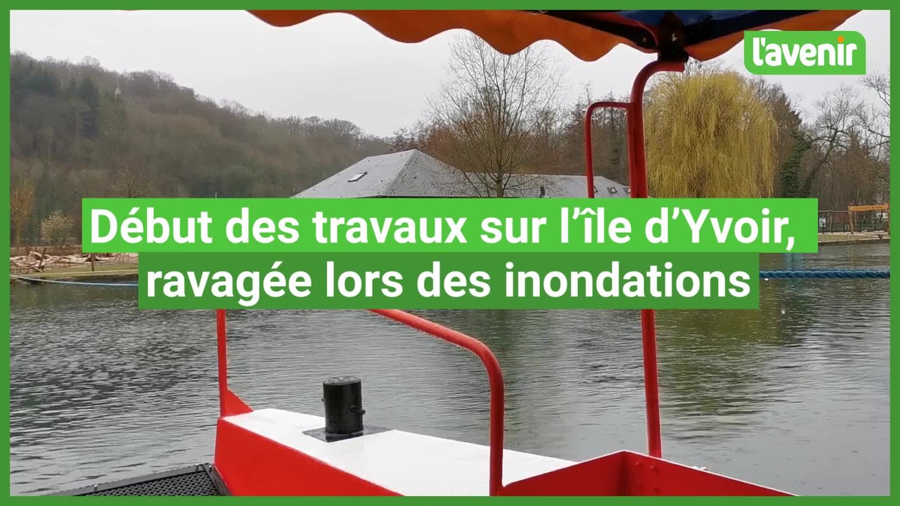Début des travaux sur l'île d'Yvoir, ravagée lors des inondations