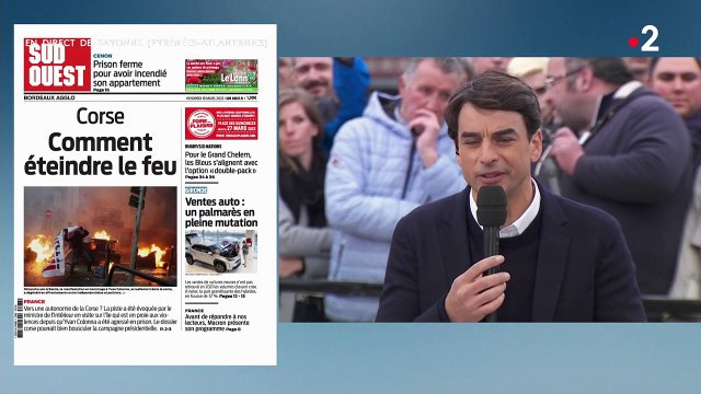 Des manifestants au 13 Heures de France 2