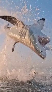 Un Grand requin blanc tente de gober une fausse otarie