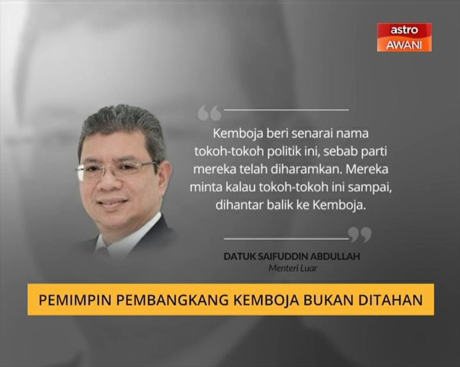 Pemimpin pembangkang Kemboja bukan ditahan