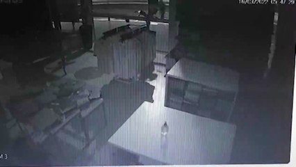 Ação de ladrão que estoura vidro de loja no Centro é flagrada por câmera