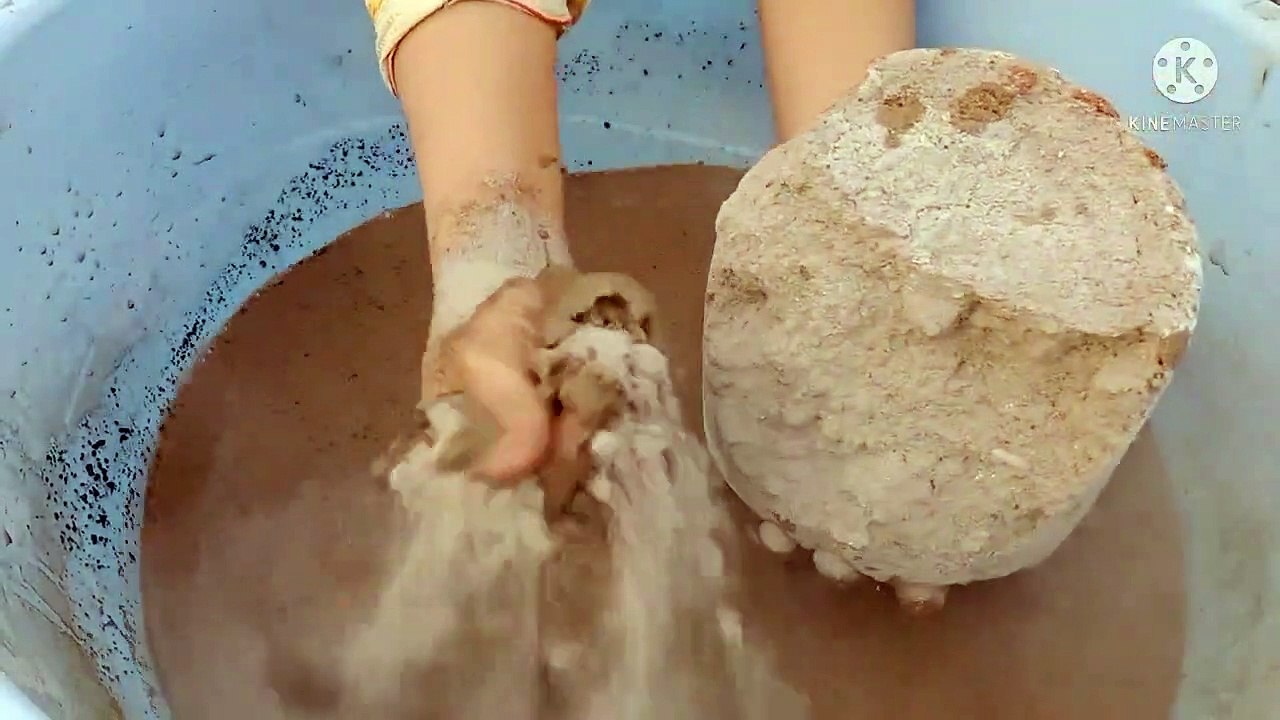 Grainy Soft Sand Cement Big Blocks Water Crumbles Cr: Clay Land ASMR❤