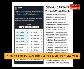 Bual Bola: Di mana kedudukan sebenar pasukan jika tiada VAR?