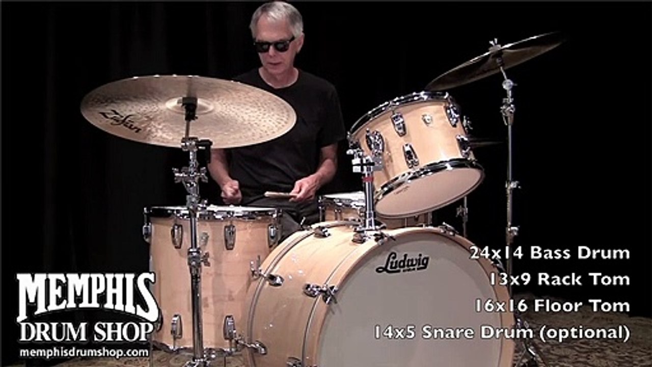 Ludwig 4-Piece Classic Natural Maple Drum Set (24'' Bass Drum, 16'' Floor Tom, 13'' Rack Tom and a 5x14 Wood Snare Drum) [Memphis Drum Shop]