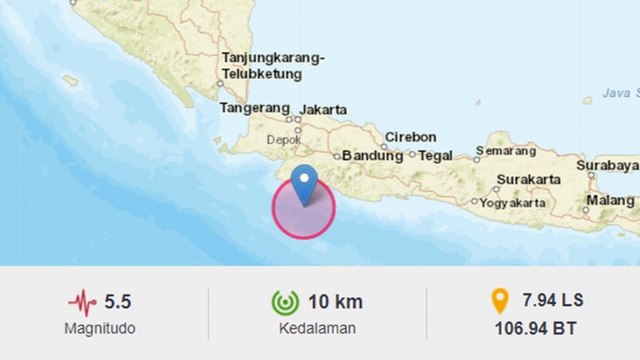 Guncangan Gempa Magnitudo 5,5 Sukabumi Dirasakan Hingga Jakarta