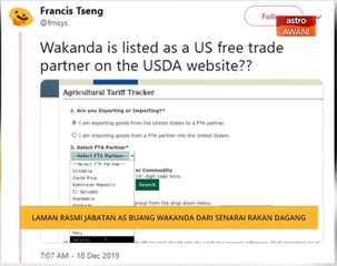 Laman rasmi Jabatan AS buang Wakanda dari senarai rakan dagang