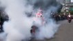 Aksi Burnout Marc Marquez saat Parade Pembalap MotoGP di Jakarta