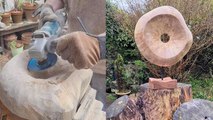 'Supremely skilled woodworker uses recycled wood to make an amazing abstract sculpture'
