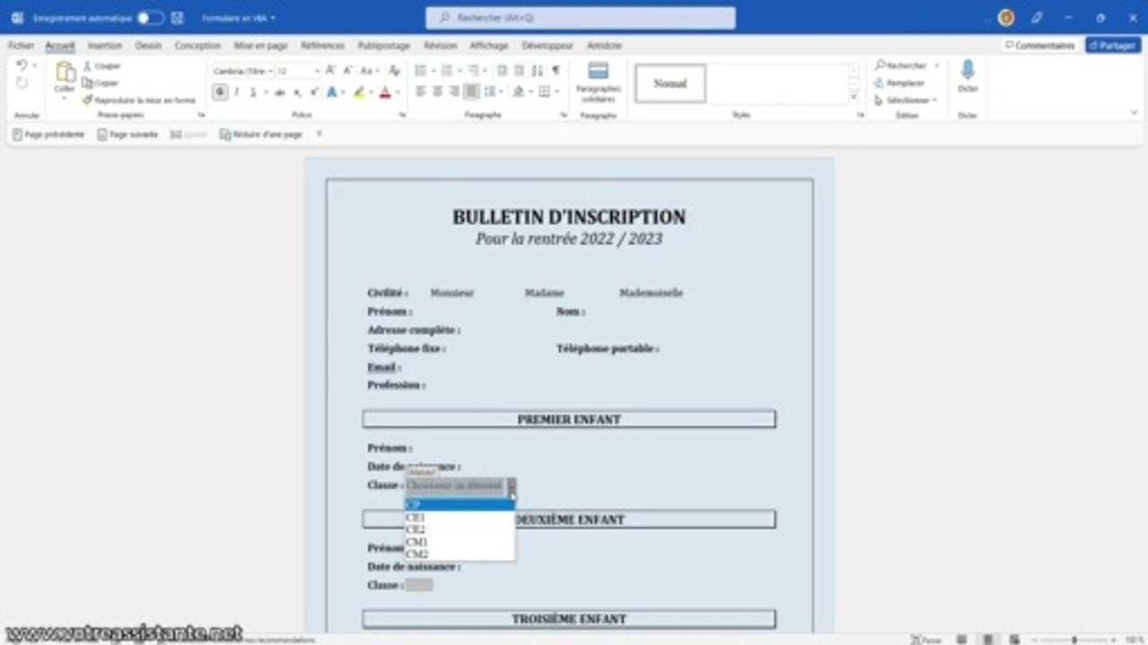 Comment alimenter une liste déroulante dans Word avec une liste Excel ?