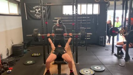 Ulverstone's Dusten O'Neill breaking the national schoolboys under 16 77kg class bench press record