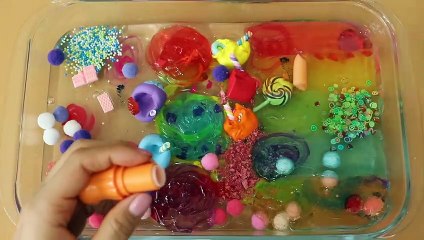 MixingRainbow Food Eyeshadow and Makeuppartsglitter Into SlimeSatisfying Slime VideoASMR