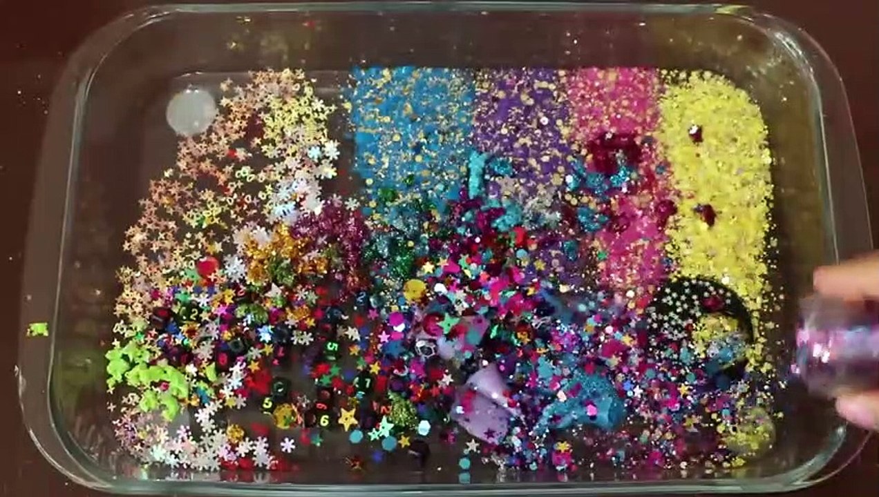 MixingUnicorn Eyeshadow and Makeuppartsglitter Into SlimeSatisfying Slime VideoASMR
