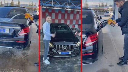 Lüks otomobilini benzinle yıkayan şahıs, tepkilerin odağı haline geldi