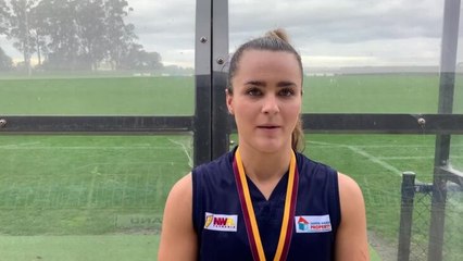 Wynyard's Abbie Hoiberg-Cox picked up the best on ground award in the NWFL Women's grand final