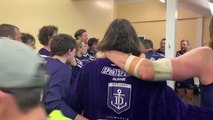 Burnie players belting out the club song after Saturday's win over Devonport