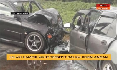 Lelaki hampir maut tersepit dalam kemalangan