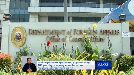 Walk-in passport applicants, gagawin nang 400 per day | Saksi