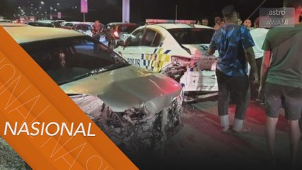 Pemandu mabuk langgar kereta polis, motosikal