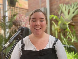 Beaudesert singer busks at local cafe, March 17, Beaudesert Times