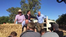 Feeding cattle: Prime Minister Scott Morrison in Dubbo