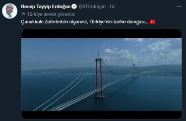 Cumhurbaşkanı Erdoğan'dan '1915 Çanakkale Köprüsü' paylaşımı