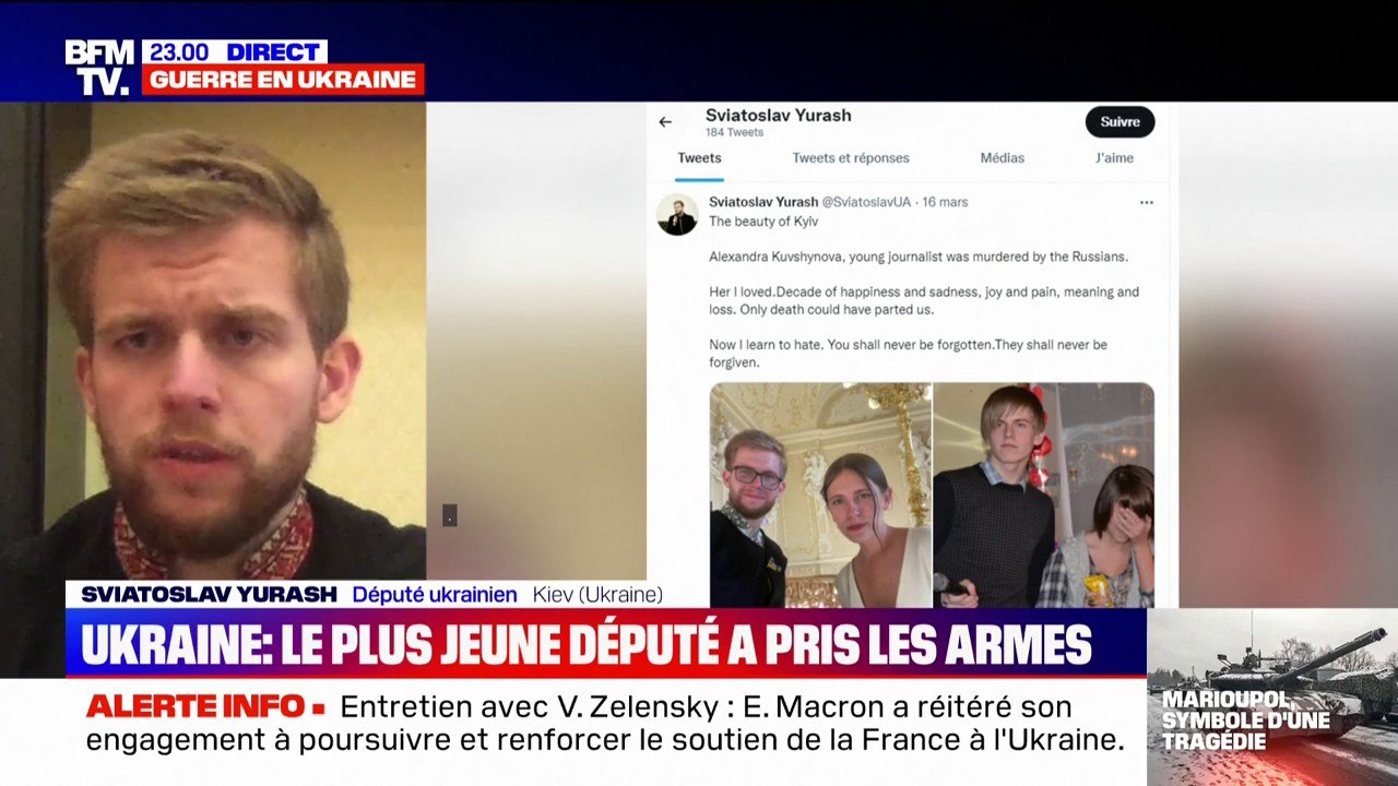 "Je ne peux pas ressentir autre chose que de la haine à l'égard de ces personnes qui tirent, qui tuent et qui détruisent": le plus jeune député ukrainien témoigne sur BFMTV