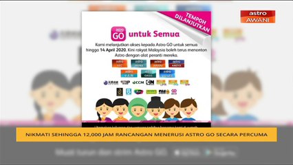 Nikmati sehingga 12,000 jam rancangan menerusi Astro Go secara percuma