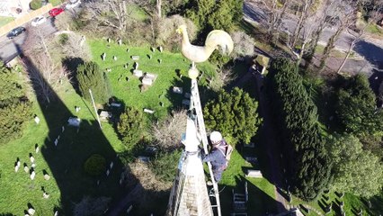 Worthing 13th century church repairs: Incredible drone photos shows abseiling steeplejack
