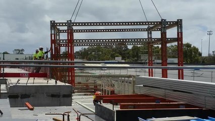 Mandurah forum: Crane litfing over tunnel at 1pm on a saturday November 19, 2016 with people inside