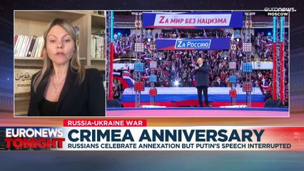 Putin broadcast interrupted at flag-waving rally in Moscow