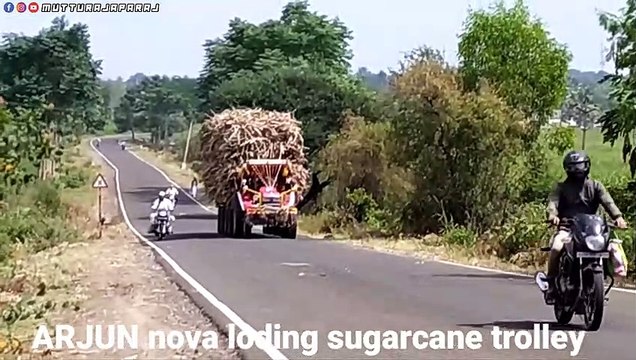Mahindra arjun novo 605 di-i heavy loding sugarcane trolley ugar hills
