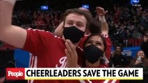 Indiana Cheerleaders Save NCAA Game by Retrieving a Stuck Basketball From the Top of the Backboard