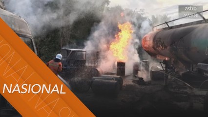 Pekerja bengkel melecur dalam kebakaran babitkan lima lori