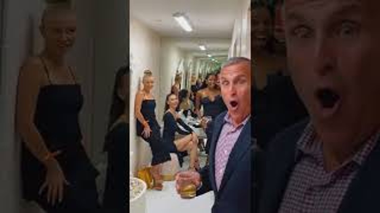 Man Surprised by Models