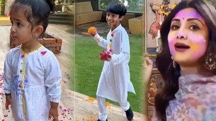 Shilpa Shetty का Kids के साथ फूलों वाली Holi Celebration Video Viral । Boldsky
