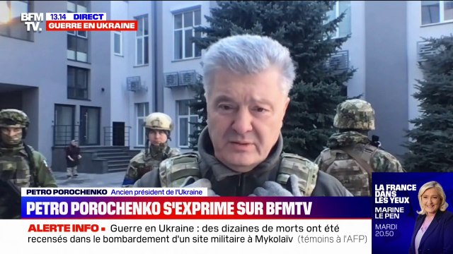 Si l'Ukraine tombe, on ne sait pas où Poutine va s'arrêter , craint Petro Porochenko, ancien président de l’Ukraine