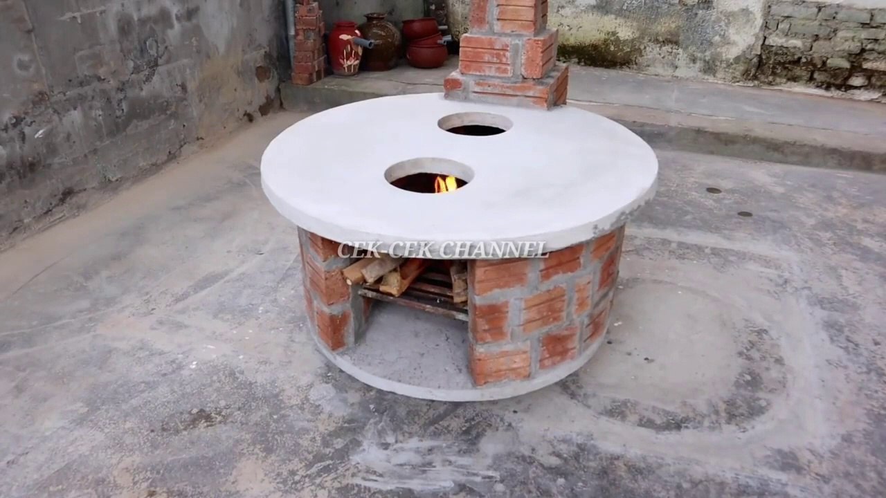 tungku kayu tanpa asap yang indah dengan bata merah dan semen|| how to make firewood stove