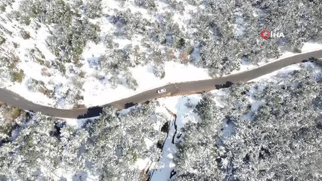 Beyaza bürünen Aydos Ormanı'ndan eşsiz görüntüler