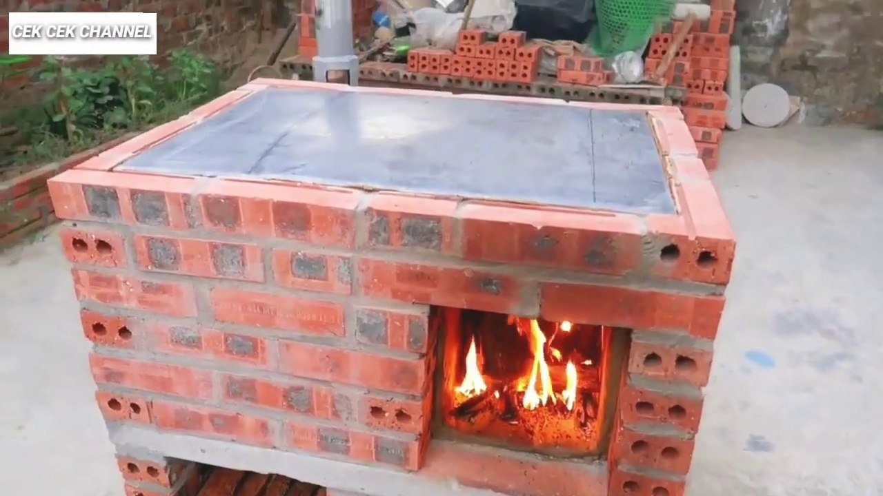 Tungku kayu bakar dengan pemanas tanpa asap || how to make firewood stove