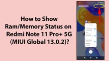 How to Show Ram/Memory Status on Redmi Note 11 Pro  5G (MIUI Global 13.0.2)?