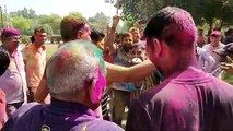 Police blew colors in the police stations