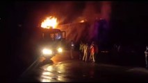 कंटेनर-टैंकर में भिड़ंत के बाद भीषण आग, तीन लोगों के जिन्दा जलने की आशंका