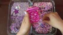 Mixing”Lavender VS Pink” Eyeshadow and Makeup,parts,glitter Into Slime!Satisfying Slime Video!★ASMR★