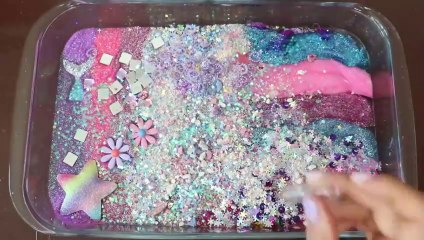 MixingUnicorn Eyeshadow and Makeuppartsglitter Into SlimeSatisfying Slime VideoASMR