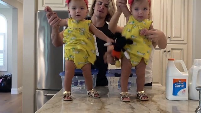 MAKING FLUFFY SLIME WITH 1 YEAR OLD TWIN BABIES!!! (DISASTER)