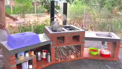 Bikin tungku kayu di dapur kaya gini pasti nyaman masaknya || how to make firewood stove